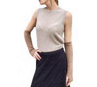 Prettystern Damen Arm-Wärmer Lang-Arm-Stulpen 100% Kaschmir Fingerlose Pulswärmer 2-lagig Rand braun
