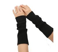Prettystern Damen Kaschmir-Wolle Arm-Stulpen Arm-wärmer Ärmlinge Pulswärmer Cashmere Ripp-Strick Wärmer für Ellenbogen Schwarz