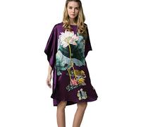 Prettystern Damen Seidennachthemd Handbemalt elegant Seide Schlafhemd, Kaftan oder Tunika-Kleid Nachtwäsche oder Sommerkleid YBS201 Violett