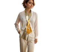 Prettystern Herren Damen 2-lagig schmal SeidenSchal Krawatten-Schal Halstuch für Frühling Sommer Cremeweiß Gold DS16