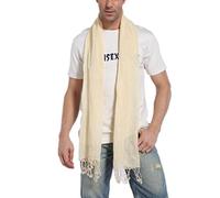 Prettystern Herren Leinen Schal mit Fransen unisex leichter Sommer-Schal aus 100% Leinen in melierter Uni-Farben, lässiger Look - Elfenbein Cream T22