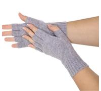 Prettystern Herren reine Kaschmir Halbfinger kurzfingerhandschuhe fingerlose -Handschuhe Handstulpen hell-Grau