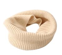 Prettystern Ripp Feinstrick-Schal Herren Damen Loop Kaschmir-Schal Cashmere Krageneinsatz Rollkragen Schlauch-Schal Weißbeige