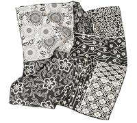 Prettystern Seide Halstuch Damen Herren kleines Seidentuch Nickituch Sommer Frühling kleines Seiden-Tuch 51. Schwarz Weiß