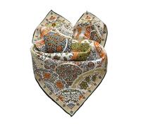 Prettystern Unisex handrolliertes SeidenHalstuch Seide Nickituch Bandana Stirntuch kleines Seidentuch für Damen Herren 04B Golden Weiß