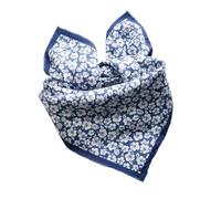 Prettystern Unisex handrolliertes SeidenHalstuch Seide Nickituch Bandana Stirntuch kleines Seidentuch für Damen Herren 01A Blau Blümchen