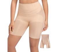 PRETTYWELL Shapewear Bauchkontrolle Shorts für Frauen, Komfort hohe Taille, Body Shaper, nahtlos, kein Rollen der Oberschenkel schlanker, Hautfarben, Medium