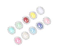 PRETYZOOM 10 Stück Ovale Schmuck dekoaufkleber aus Legiertem mit Perlen und Strasssteinen Silberfarben DIY Schmuckzubehör für Damen Geeignet für Hochzeiten und Alltagsmode