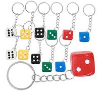PRETYZOOM 12 Stück Würfel Schlüsselanhänger Vatertag Schlüsselbund Geschenk Dekorative Würfel Anhänger Schlüsselringe Party Spiel Würfel Souvenirs für Tasche Geldbörse Rucksack Dekorationen