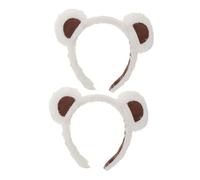PRETYZOOM 2 Stück Plüsch Bärenohren Haarband Weiß Weiches Flauschiges Make-up Stirnband für Damen und Mädchen Halloween Weihnachten Cosplay Accessoire Bequemes Waschgesicht Haarband