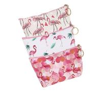 PRETYZOOM 3 Stück Kosmetiktaschen Klein Pu Material Flamingo Motiv Kosmetik Organizer Reise Kulturbeutel mit Reißverschluss für Damen Camping Alltag Zufällige Farbe