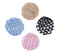 PRETYZOOM 4 Handgefertigte Elastische Haarnetze aus Polyester Haarknotennetze In Schwarz Beige Rosa und Hellblau Haarnetz für Ballett Tanz und Alltagsfrisuren