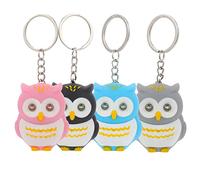 PRETYZOOM 4 Stück Eule Schlüsselring Leuchten Schlüsselbund Tier Anhänger Schlüsselanhänger für Handtasche Gepäcktasche Ornament Kinder Geschenk Spielzeug (Schwarz Grau Blau Rosa)