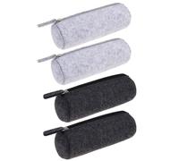 PRETYZOOM 4 Stück Federmäppchen aus Filz Stifteetui mit Reißverschluss Kosmetiktasche Organizer für Schreibwaren Rund und Dunkelgrau Vielseitig für Büro und Schule