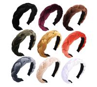 PRETYZOOM 4 Stück Geflochtenes Stirnband aus Stoff Breiter Haarreif für Damen und Mädchen Fusselfreies Haaraccessoire in Schwarz Rosa Gelb Grün Gesichtsstirnband fürs Waschen