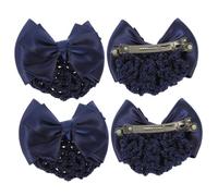 PRETYZOOM 4 Stück Haarnetz für Haarknoten mit Schleifenclip Dekoratives Haarknotennetz für Damen und Mädchen Stabiles Haarnetz Haaraccessoire für Alltag und Arbeit Haarklammer für Eleganten Halt