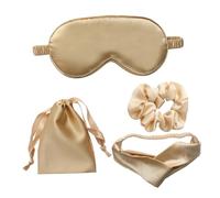 PRETYZOOM 4 Stück Kunstseide Schlafmasken Inklusive Haarband Haargummi und Tasche Augenschutz zur Augenermüdungslinderung Hautbildverbesserung und Entspannung Praktische Reise Augenbinde