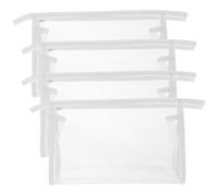 PRETYZOOM 4 Stück Reise Kosmetiktaschen PVC Handliche Kulturbeutel mit Reißverschluss Kompakte Make Up und Hautpflege Aufbewahrungstaschen Transparent Weiß 20X115X5cm für Urlaub und Alltag