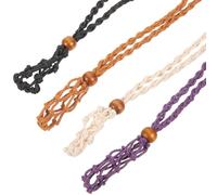 PRETYZOOM 4 Stück Verstellbarer Geflochtener Steinhalter aus Wachsseil und Holz Hautfreundlich und Robust Retro Stil Netzbeutel für Halsketten Accessoires und Selbstgemacht