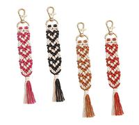 PRETYZOOM 4 Stücke Schlüsselring Handwoven Herz Form Schlüsselanhänger Tasche Charme Schlüsselring Ornament Chic Decor