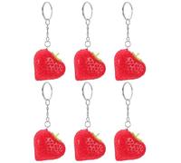 PRETYZOOM 6 Stück Herz Erdbeer Schlüsselanhänger Künstlicher 3d-taschenanhänger aus Langlebigem Material Süßer Erdbeer Schlüsselanhänger als Gastgeschenk für Hochzeiten