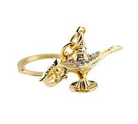 PRETYZOOM Aladdins Lampe Form Schlüsselanhänger Vintage Schlüsselhalter Kreative Schlüsselring Dekoration Kleines Geschenk Metall Souvenir für Männer Frauen (Golden)