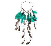 PRETYZOOM Boho Federstirnband Damen Haarband mit Langen Grünen Federn Festival Kopfschmuck für Partys und Hochzeiten