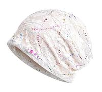 PRETYZOOM Chemo Hut Krebspatienten Schlafen Nachtmütze Hut Baumwolle Haar Turban Mütze Nacht Kopfbedeckung Haarausfall für Frauen (Weiß)