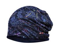 PRETYZOOM Chemo Hut Krebspatienten Schlafen Nachtmütze Hut Baumwolle Haar Turban Mütze Nacht Kopfbedeckung Haarausfall Hut für Frauen (Blau)