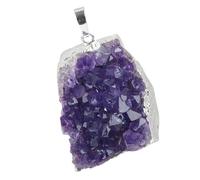 PRETYZOOM Natürlicher Amethyst Kristall Anhänger Rohstein Cluster DIY Schmuck zum Auffädeln Dekorativer Edelstein Charme für Halsketten und Feng Shui Dekoration Langlebig und Vielseitig für