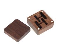 PRETYZOOM Quadratische Walnuss Holz Manschettenknopfbox mit Deckel Leichte Schmuckschatulle für Herren Sichere Aufbewahrung und Reise Organizer für Manschettenknöpfe und Krawattenklammern
