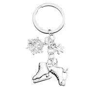 PRETYZOOM Schlüsselanhänger Schlittschuhe Schneeflocken Schlüsselbund Retro Taschenanhänger Schlüsselring Keychain für Frauen Männer Weihnachten Geburtstag Winter Geschenke