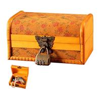 PRETYZOOM Vintage Holz Schmuckkasten mit Schloss Handgefertigte Schmuckaufbewahrungsbox aus Holz Tragbarer Ring Ohrring Organizer Kompakte Schmuckbox für Damen als Geschenk für Geburtstag