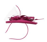 PRETYZOOM Weiblicher Haarreifen mit Feder und Blumen Elastisches Mesh Stirnband für Hochzeitsgäste und Festliche Partys 1 Stück Rosa