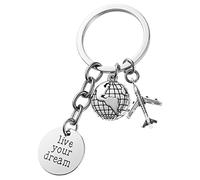 PRETYZOOM Weltreisender Schlüsselanhänger Lebe Deinen Traum Flugzeug Schlüsselanhänger Flugzeug Erde Anhänger Reisegeschenk Für
