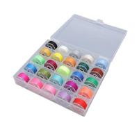 Prewound Bobbin Thread Assorted Colors Sewing Machine Accessories 25Pcs Plastic Polyester Storage Case for Beginners Professionals