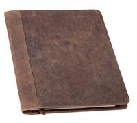 Pride and Soul 30124 - Ledereinband DIN A5 PERKINS, Lederhülle für Notizbuch, Buchhülle aus Echt Leder, Buchumschlag in braun, Einband mit Lesezeichen, 8 Visitenkartenfächern und Stiftschlaufe