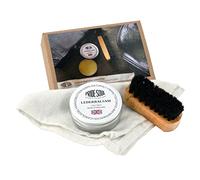 Pride and Soul 44040 - Leder Pflegeset 3-teilig, Original englische Lederpflege, Set mit 55g Lederbalsam aus Bienenwachs, Bürste und Reinigungs- / Poliertuch, 100% natürlich