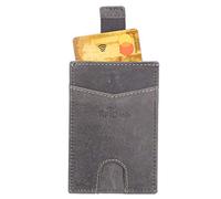 Pride and Soul 47259 Leder Kartenetui Hochformat, Etui 11 x 7 x 1 cm, Grau | Lederetui für Frauen & Männer mit 2 Kartenfächer für EC / Kreditkarten & RFID Folie, Kreditkartenetui aus grauem Echtleder