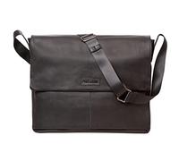 Pride and Soul 47532 - Umhängetasche URBAN, Notebooktasche für 12" Laptops, Laptoptasche aus Echt Leder, Tasche für Büro und Freizeit, Schultertasche ca. 30 x 38 x 8 cm, Schwarz