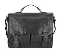 Pride and Soul Baggie Aktentasche Leder 35 cm Laptopfach schwarz Herren