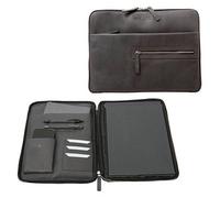 Pride and Soul 47263 - Schreibmappe TERRA mit Tabletfach, Businessmappe aus Leder, Dokumentenmappe, Mappe mit Notizblock, Organizer für Büro und Alltag, Tabletmappe ca. 25 x 34 x 2 cm, grau