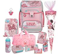 Pridera Minnie Mouse - Scooli Undercover EasyFit Schulranzen-Set 11tlg. Brotdose und Trinkflasche, Stifteköcher, Brustbeutel, mit passender Sporttasche und Schultüte