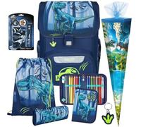 Pridera Scooli Schulranzen 1.Klasse Jungen EasyStart Schulranzen-Set geeignet für Jurassic World-Fans (7tlg. mit passend Schreibset, Schultüte T)
