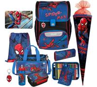 Pridera Scooli Schulranzen 1.Klasse Jungen EasyStart Schulranzen-Set geeignet für Spiderman-Fans (10tlg. mit Sporttasche, Brotdose, Trinkflasche, passend Platzdeckchen, Schultüte)