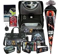 Pridera Scooli Schulranzen 1.Klasse Jungen EasyStart Schulranzen-Set geeignet für Star Wars-Fans (11tlg. mit Sporttasche, Brotdose, Trinkflasche, passend Schultüte R, Seifenblasen-Set, Heftmappe)