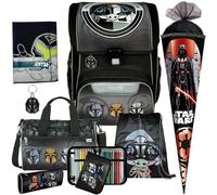 Pridera Scooli Schulranzen 1.Klasse Jungen EasyStart Schulranzen-Set geeignet für Star Wars-Fans (8tlg. mit Sporttasche, passend Schultüte R, Heftmappe)