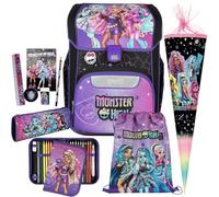Pridera Scooli Schulranzen 1.Klasse Mädchen EasyStart Schulranzen-Set geeignet für Monster High-Fans (7tlg. mit passend Schreibset, Schultüte)