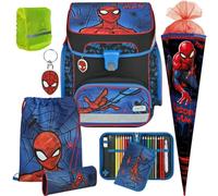 Pridera Scooli Schulranzen Jungen 1.Klasse EasyFit (7tlg. Set mit passender Schultüte Regenhülle gratis Spider-Man)