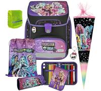 Pridera Scooli Schulranzen Mädchen 1.Klasse EasyFit (7tlg. Set mit Schultüte, Regenhülle gratis, Monster High)